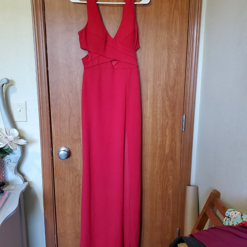 Junior's Sleeveless Long Fitted Dress Prom Formal Red Size 5 Speechless Cut Out